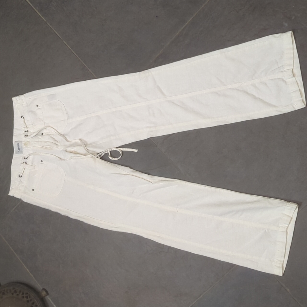 White linen flares